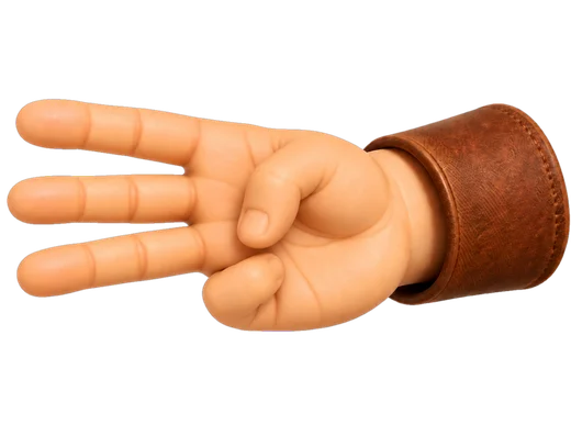 Una mano que muestra el 3
